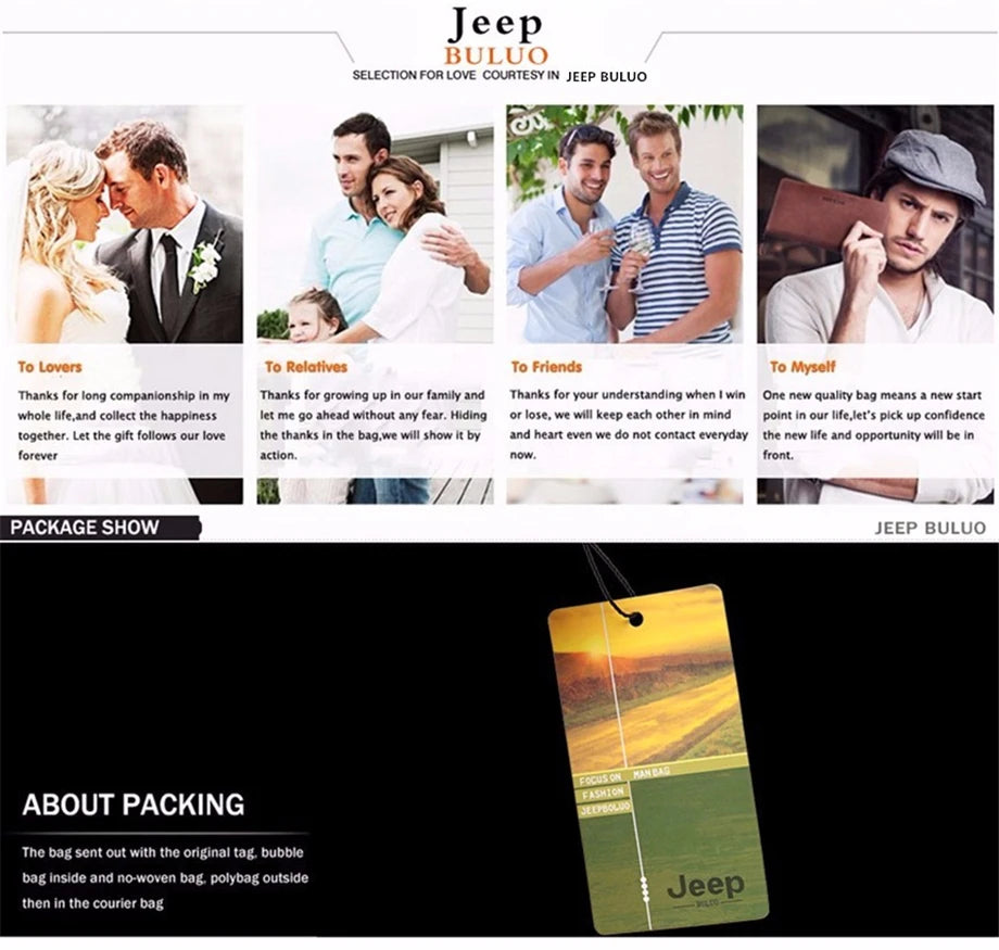 JEEP BULUO Multi-function Business Handbags Mans Shoulder Large