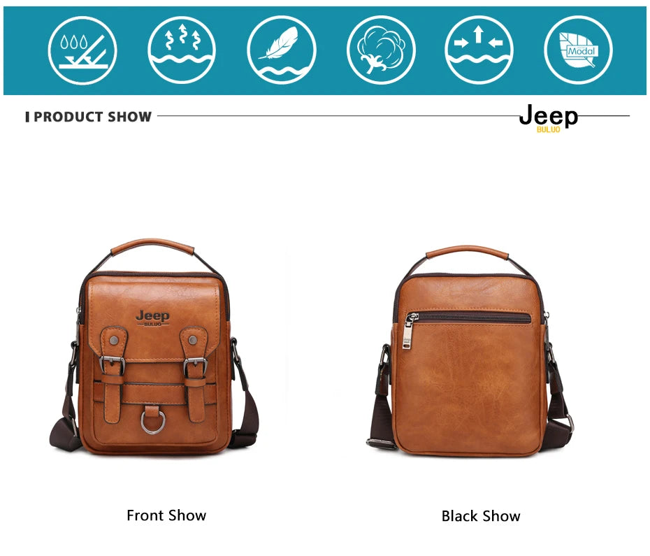 JEEP BULUO Multi-function Business Handbags Mans Shoulder Large