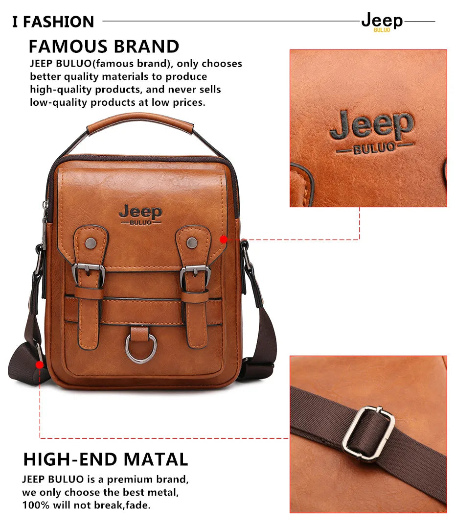 JEEP BULUO Multi-function Business Handbags Mans Shoulder Large