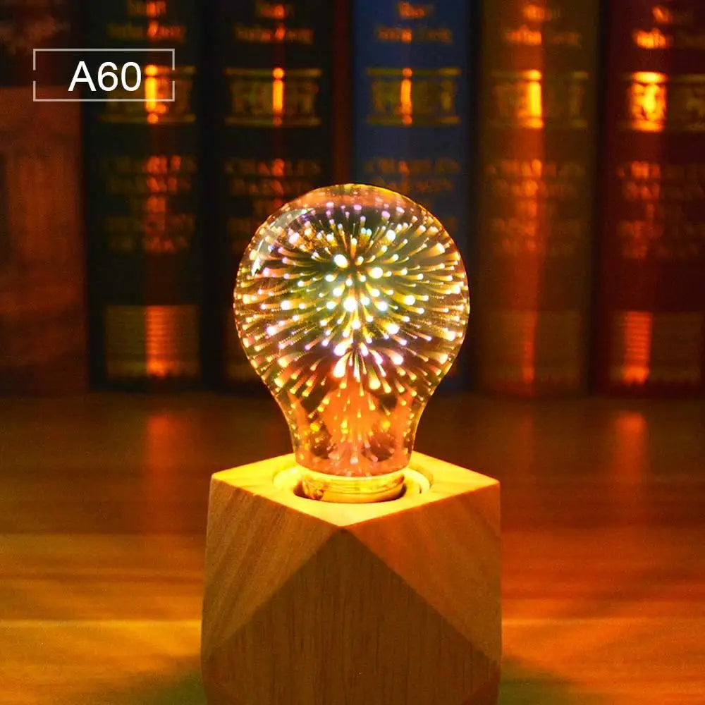 Lâmpada LED 3D Efeito Fogos de Artifício - Decoração Vintage Colorida Bivolt E27