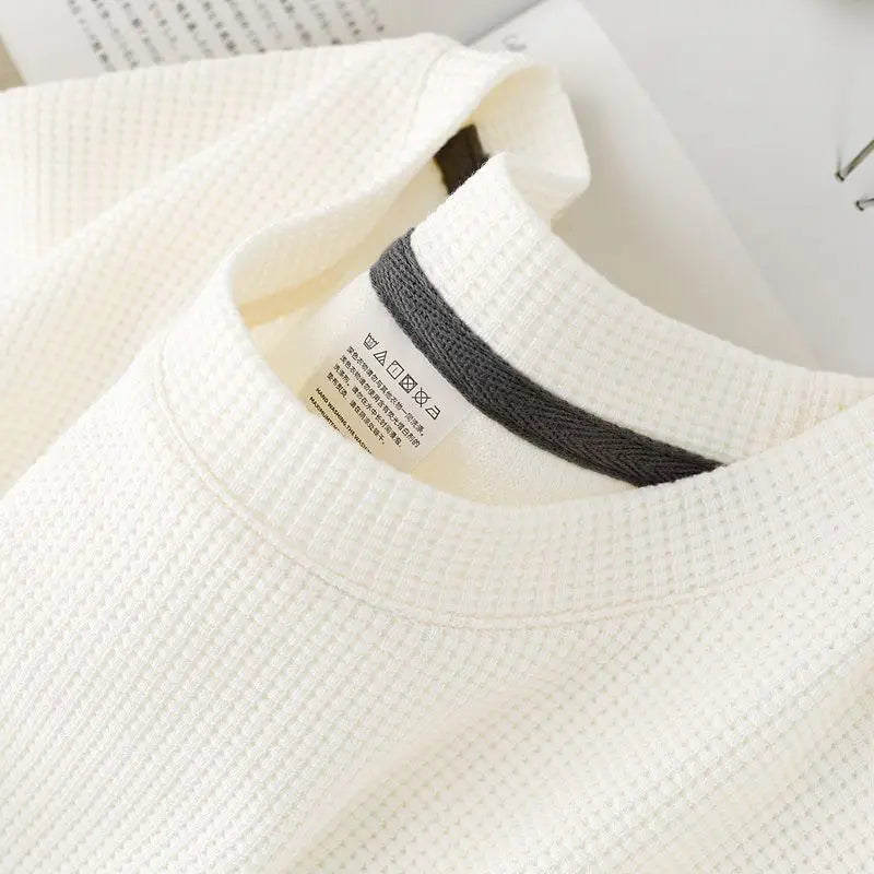 Camiseta Waffle Unissex – Estilo Japonês Casual para o Verão