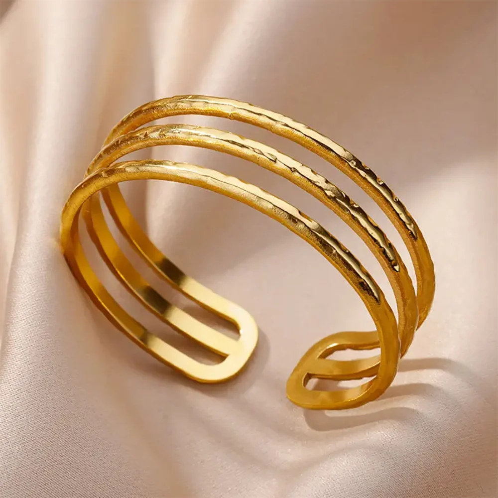 Luxury Gold Stainless Steel Wide Bangle