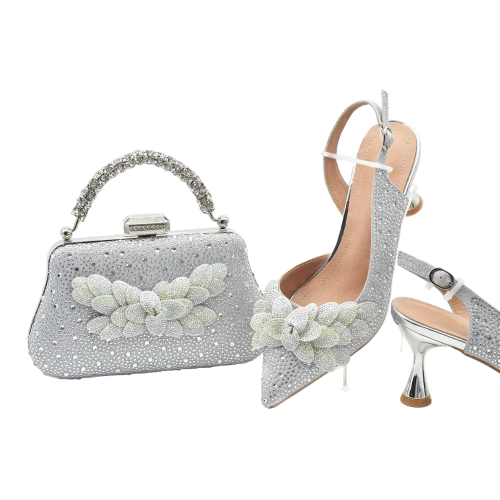 Rhinestone Heeled Sandals for Women