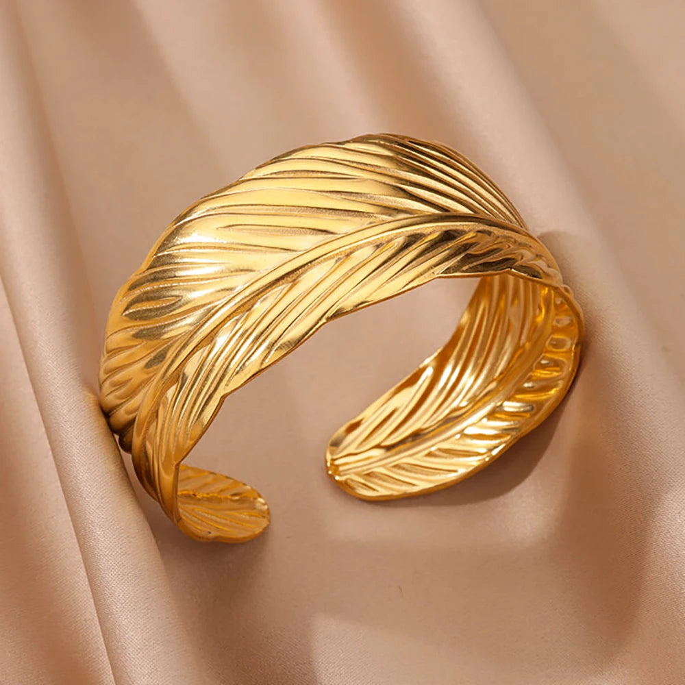 Luxury Gold Stainless Steel Wide Bangle