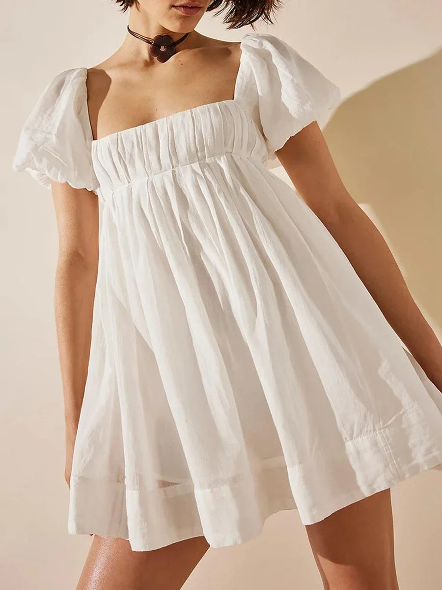 Square Neck Babydoll Dress Women Summer