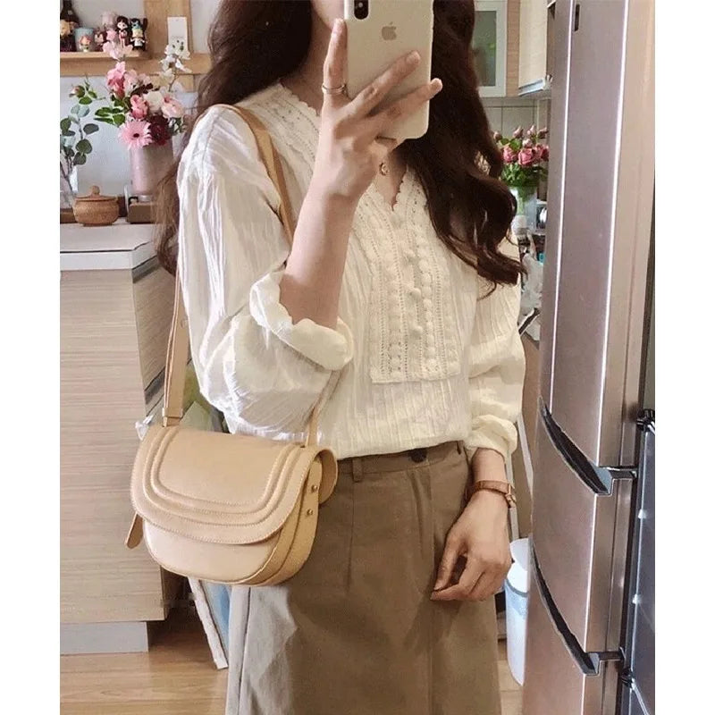 Blusa Feminina Manga Bufante Branca Elegante