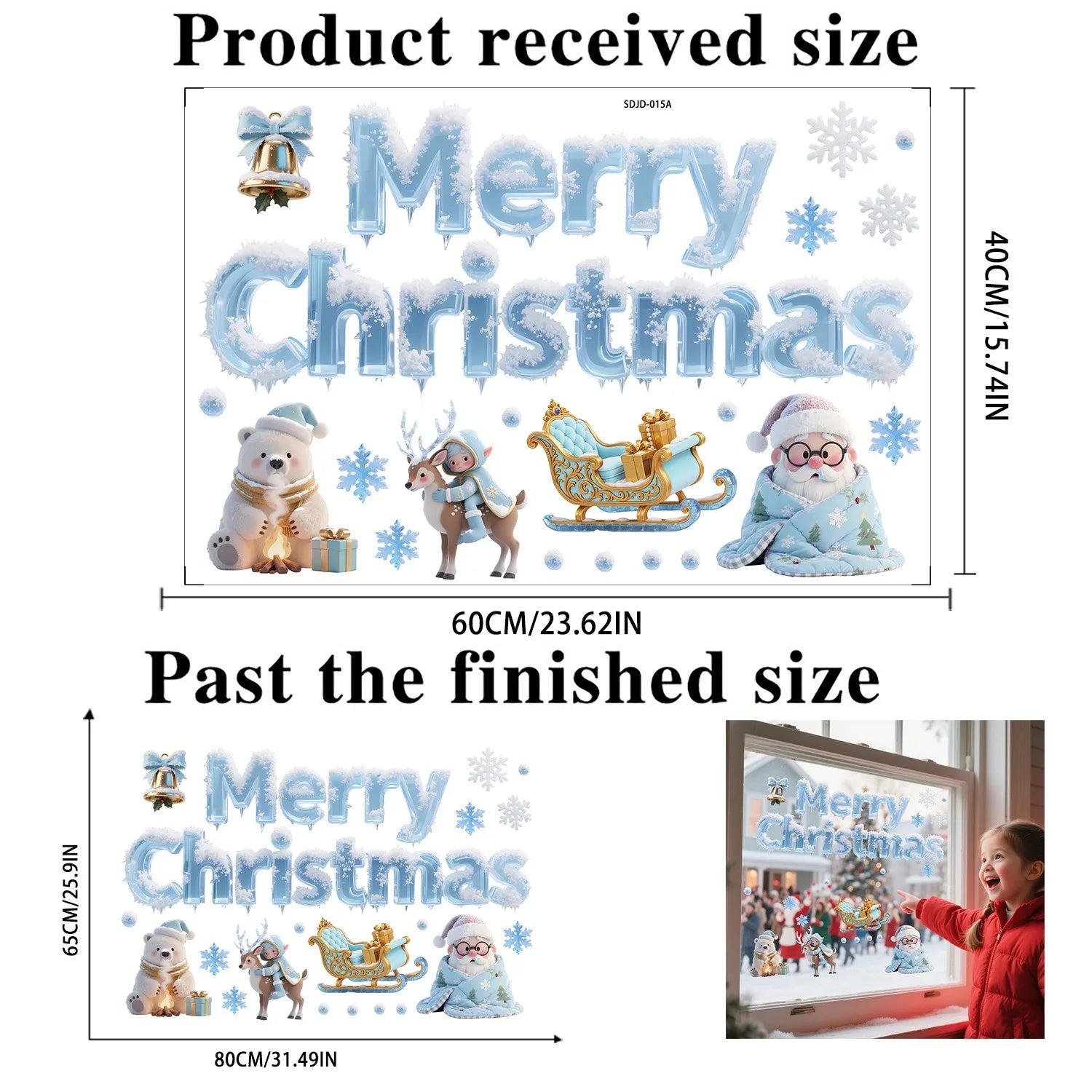 Adesivo Natalino de Vidro - Boneco de Neve e Flocos 2026