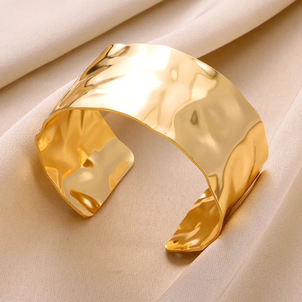 Luxury Gold Stainless Steel Wide Bangle