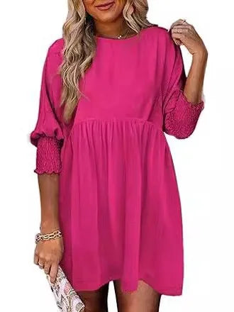 Casual Elastic Waist Midi Dress Women