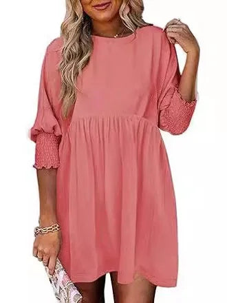Casual Elastic Waist Midi Dress Women