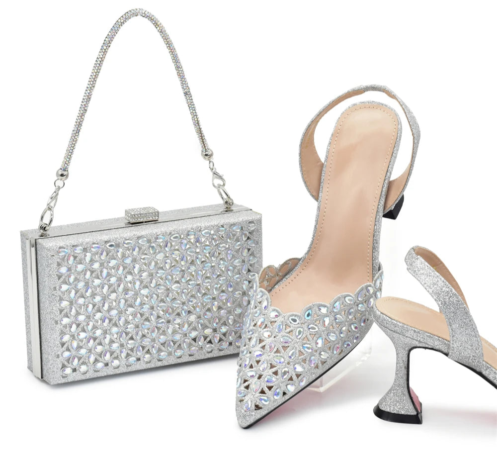 Luxury Silver Shoe and Bag Set