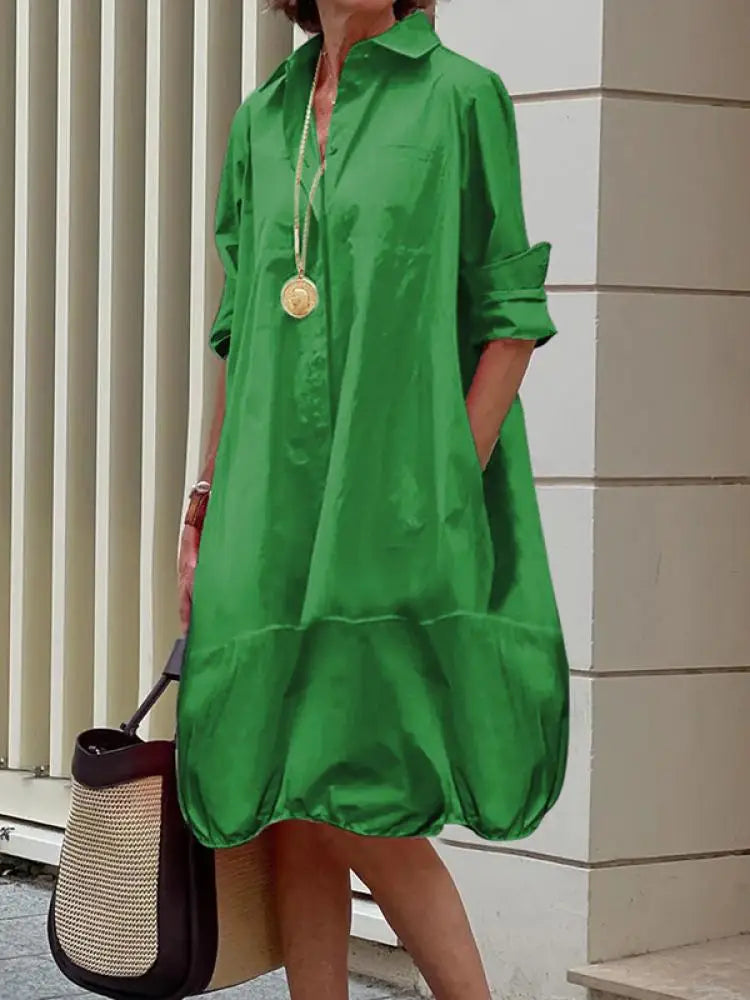 Spring Midi Shirt Dress for Women