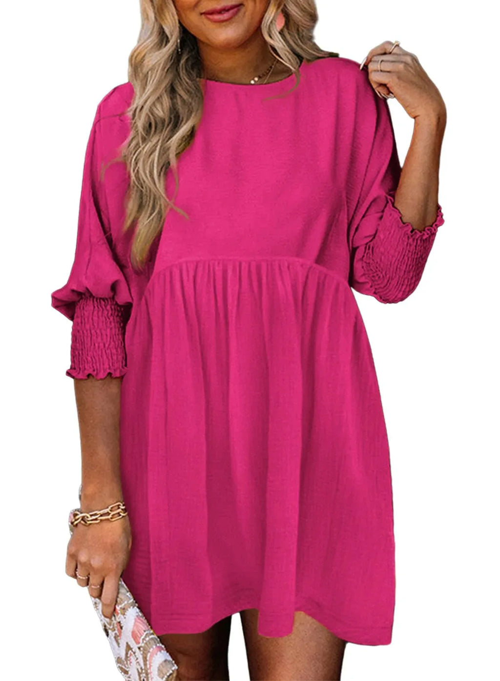 Casual Elastic Waist Midi Dress Women