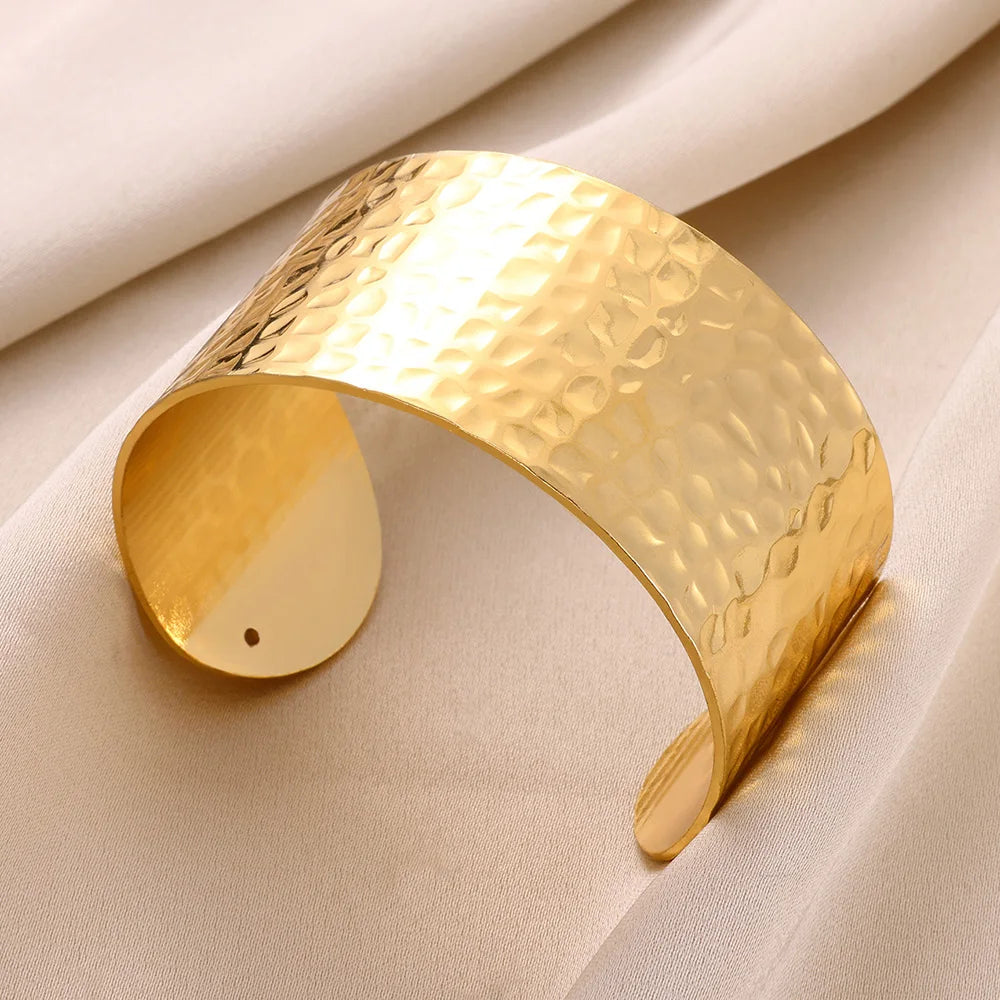 Luxury Gold Stainless Steel Wide Bangle