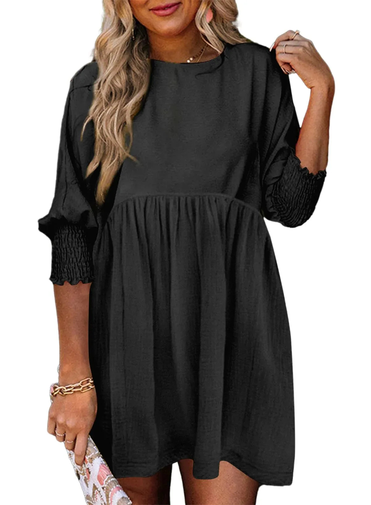 Casual Elastic Waist Midi Dress Women