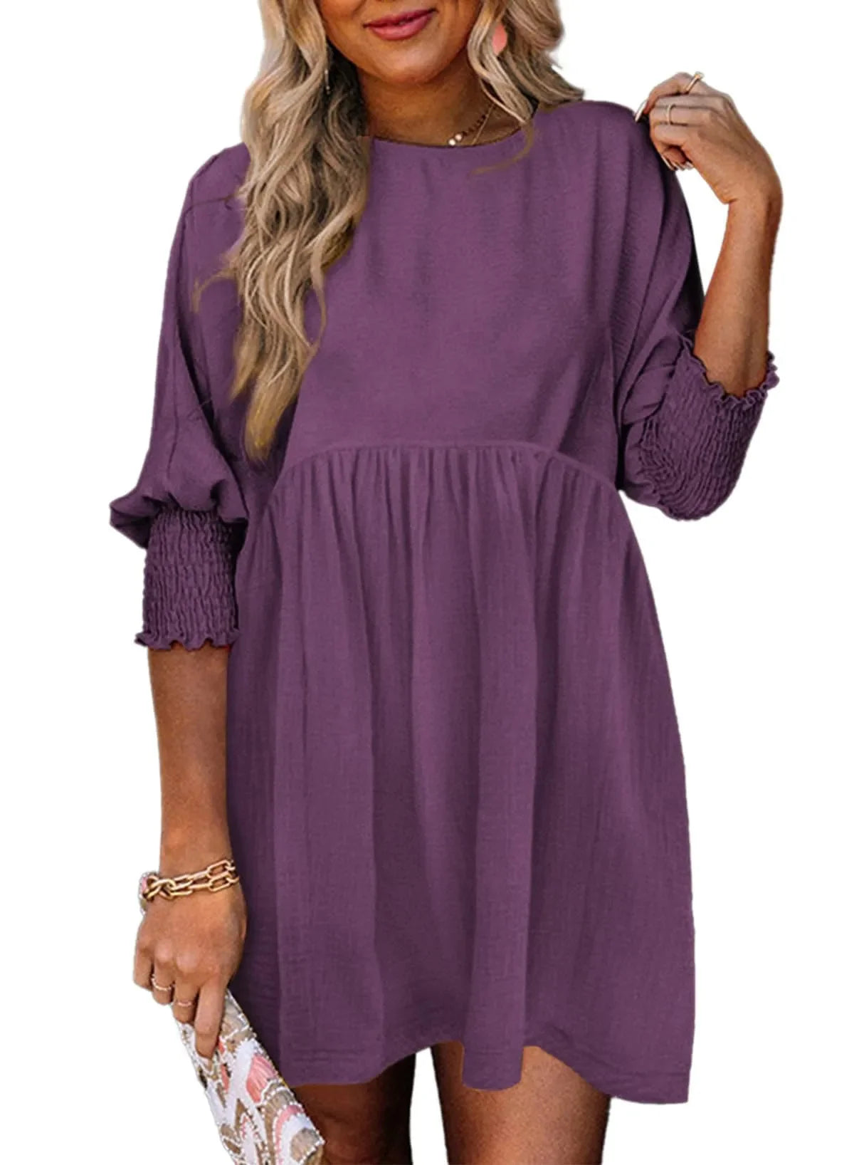 Casual Elastic Waist Midi Dress Women