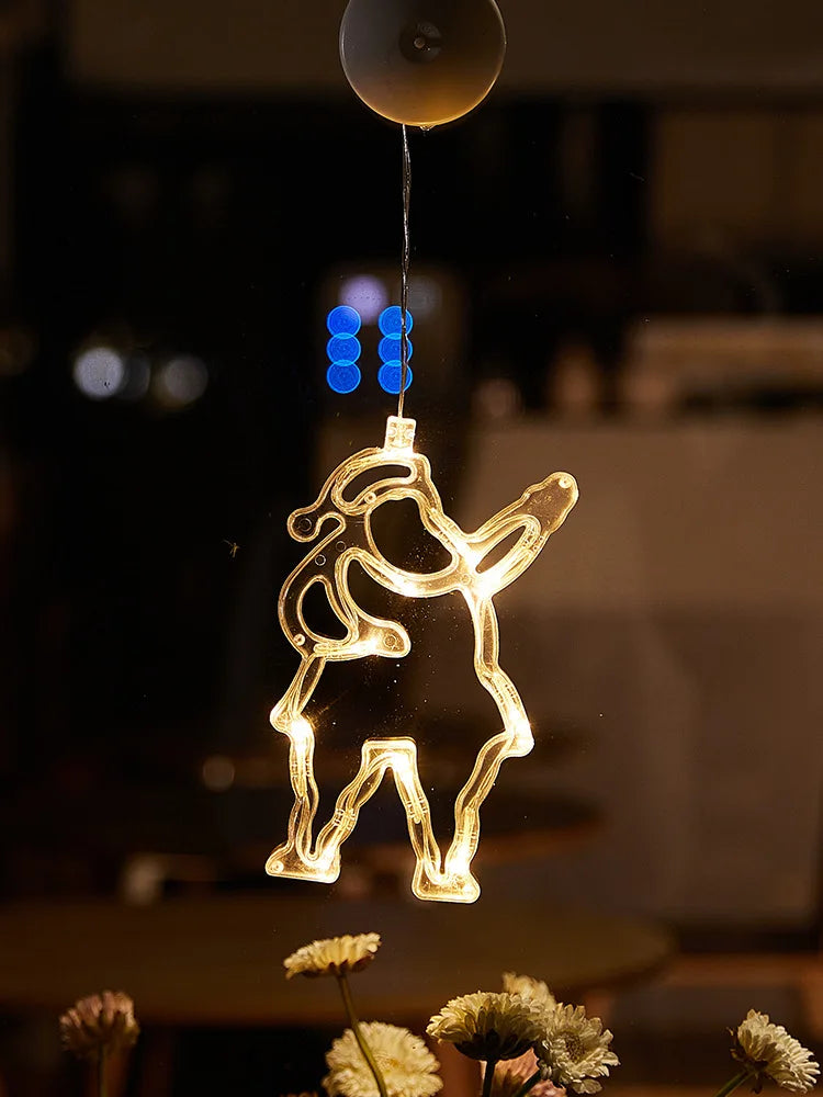 Luminária LED Natalina de Ventosa - Decoração Iluminada para Janelas