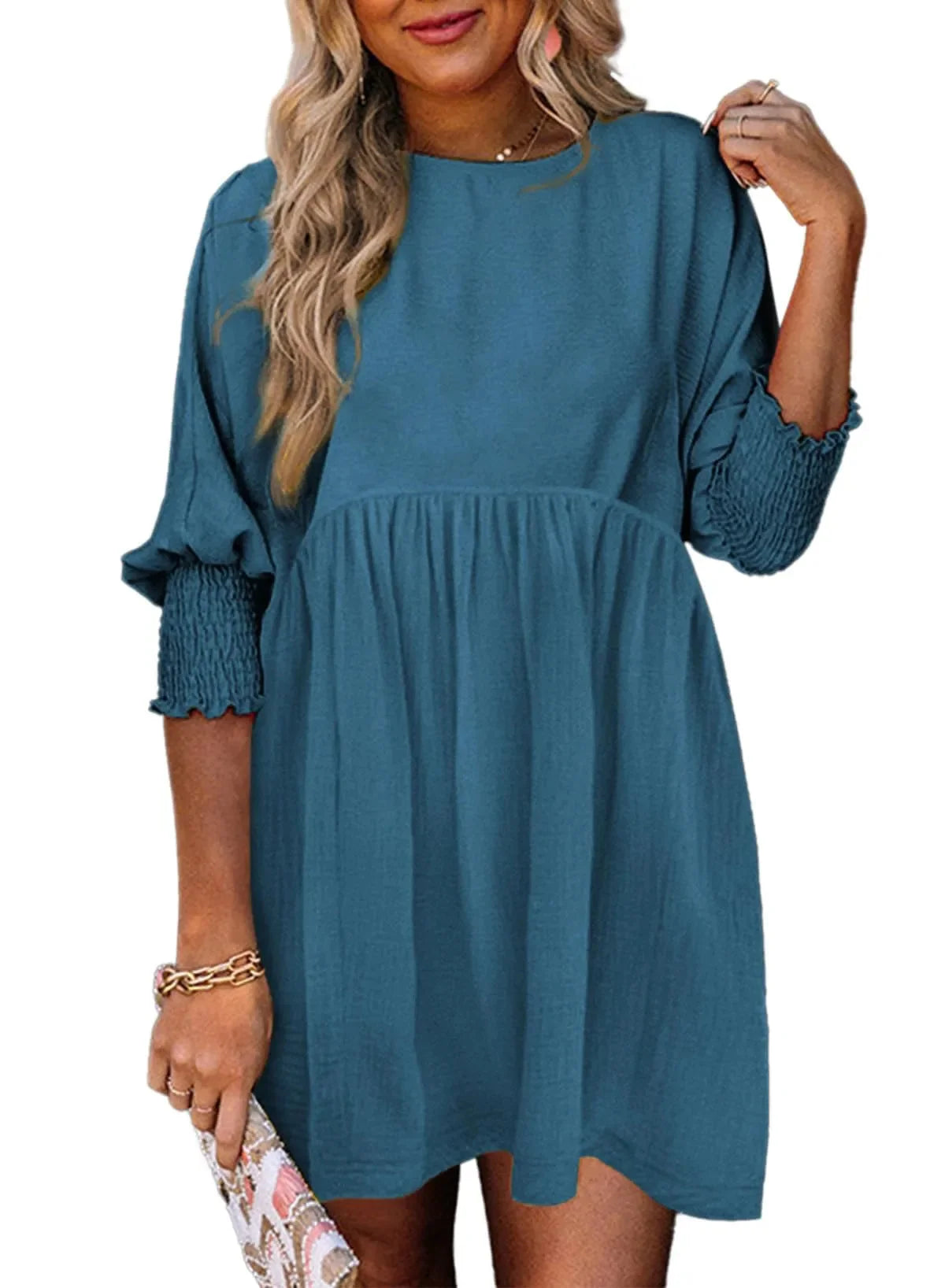 Casual Elastic Waist Midi Dress Women