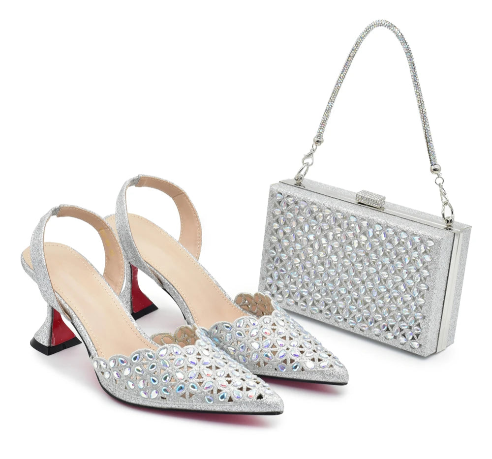 Luxury Silver Shoe and Bag Set