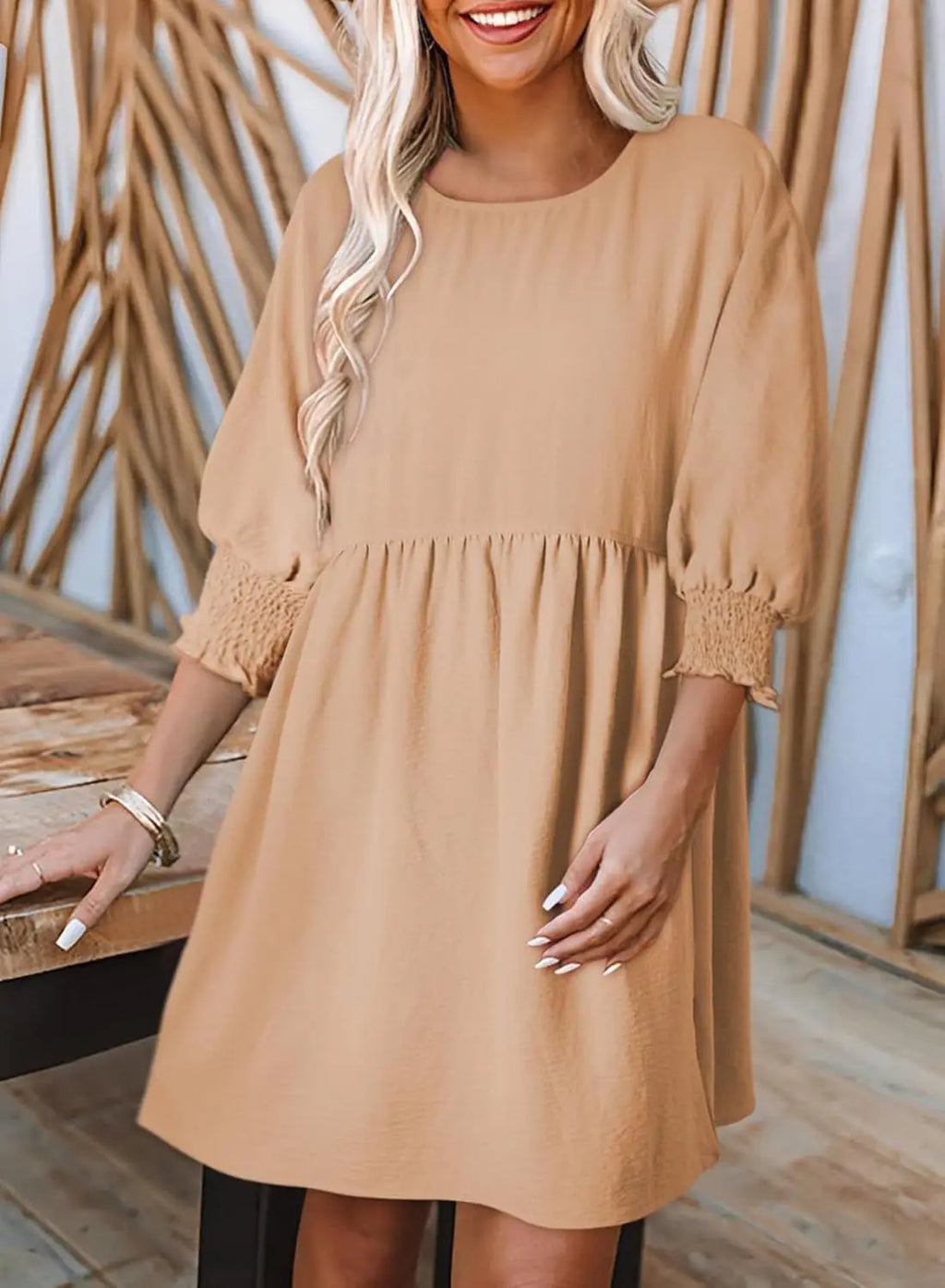 Casual Elastic Waist Midi Dress Women