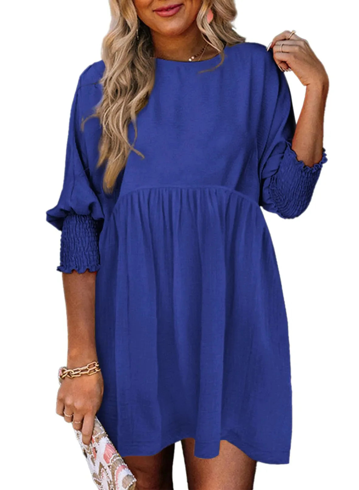 Casual Elastic Waist Midi Dress Women