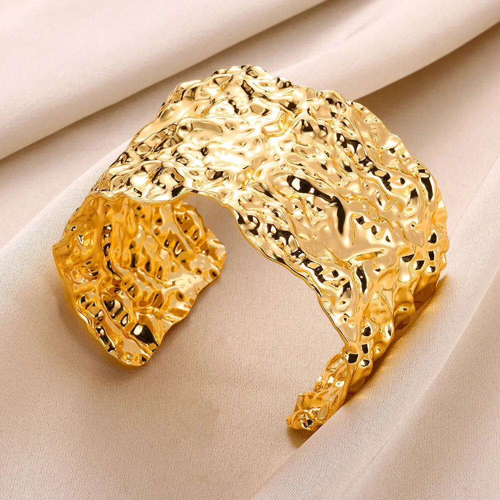 Luxury Gold Stainless Steel Wide Bangle
