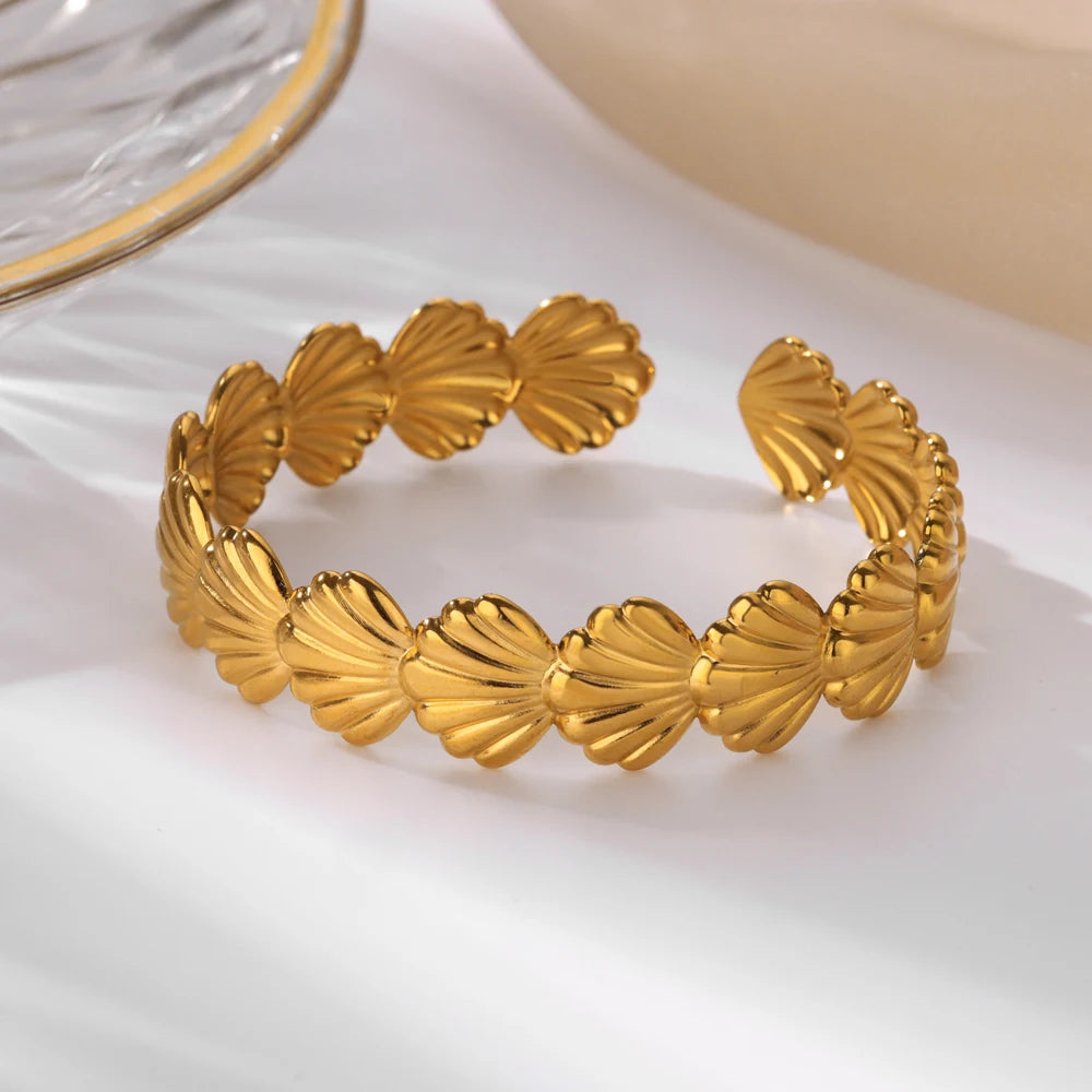 Luxury Gold Stainless Steel Wide Bangle