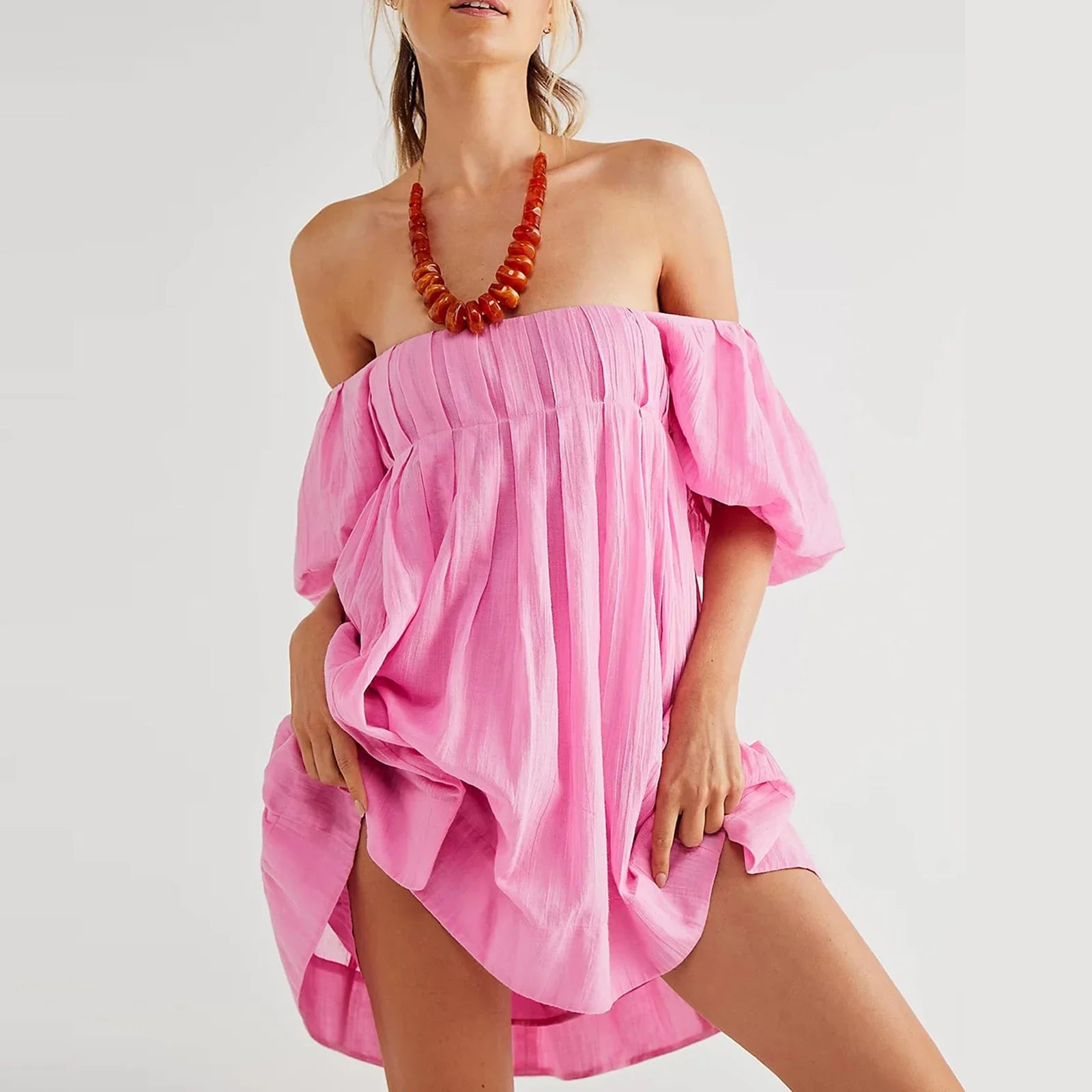 Square Neck Babydoll Dress Women Summer