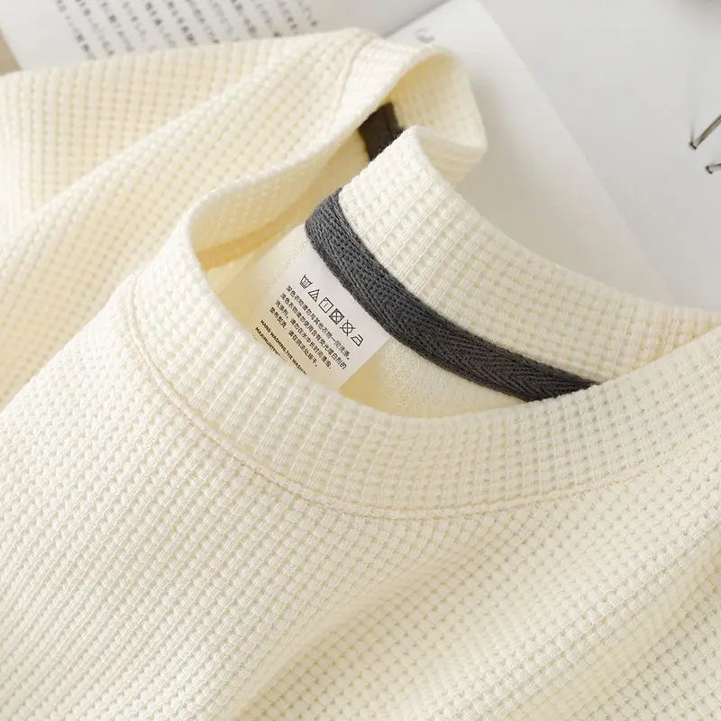 Camiseta Waffle Unissex – Estilo Japonês Casual para o Verão