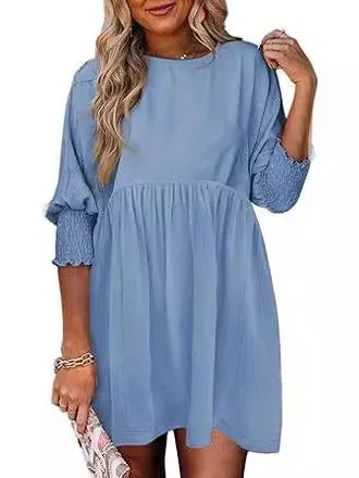 Casual Elastic Waist Midi Dress Women