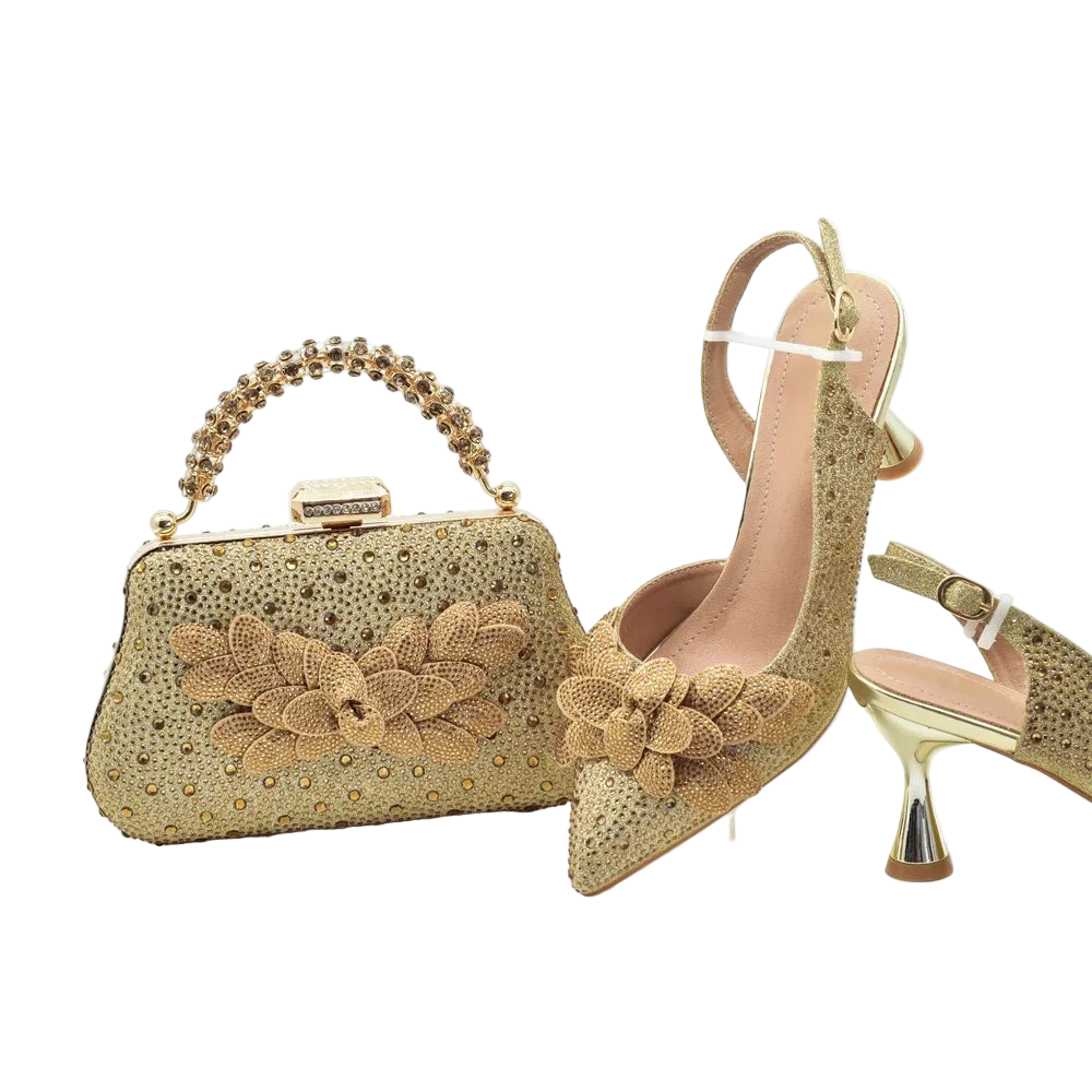 Rhinestone Heeled Sandals for Women