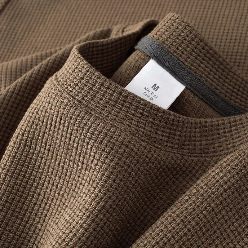 Camiseta Waffle Unissex – Estilo Japonês Casual para o Verão