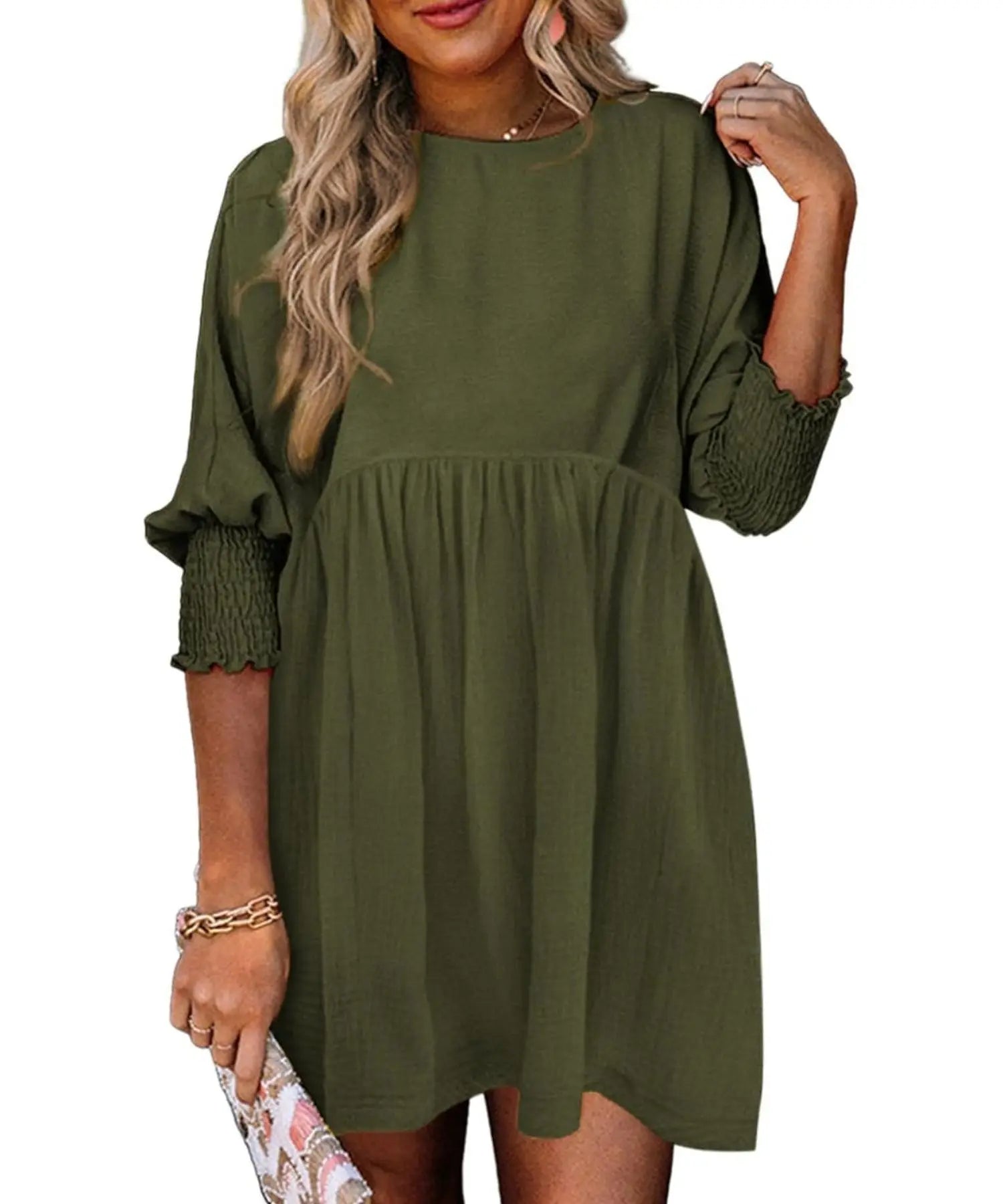 Casual Elastic Waist Midi Dress Women