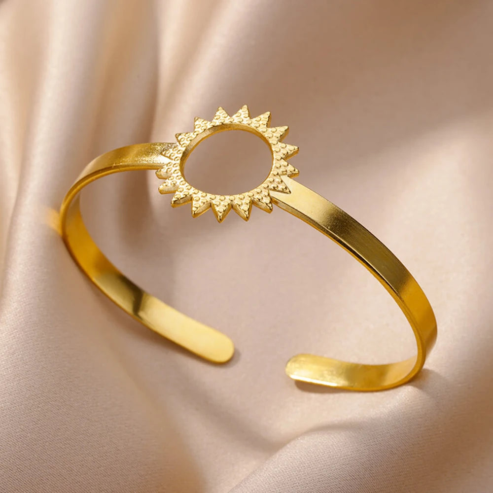 Luxury Gold Stainless Steel Wide Bangle