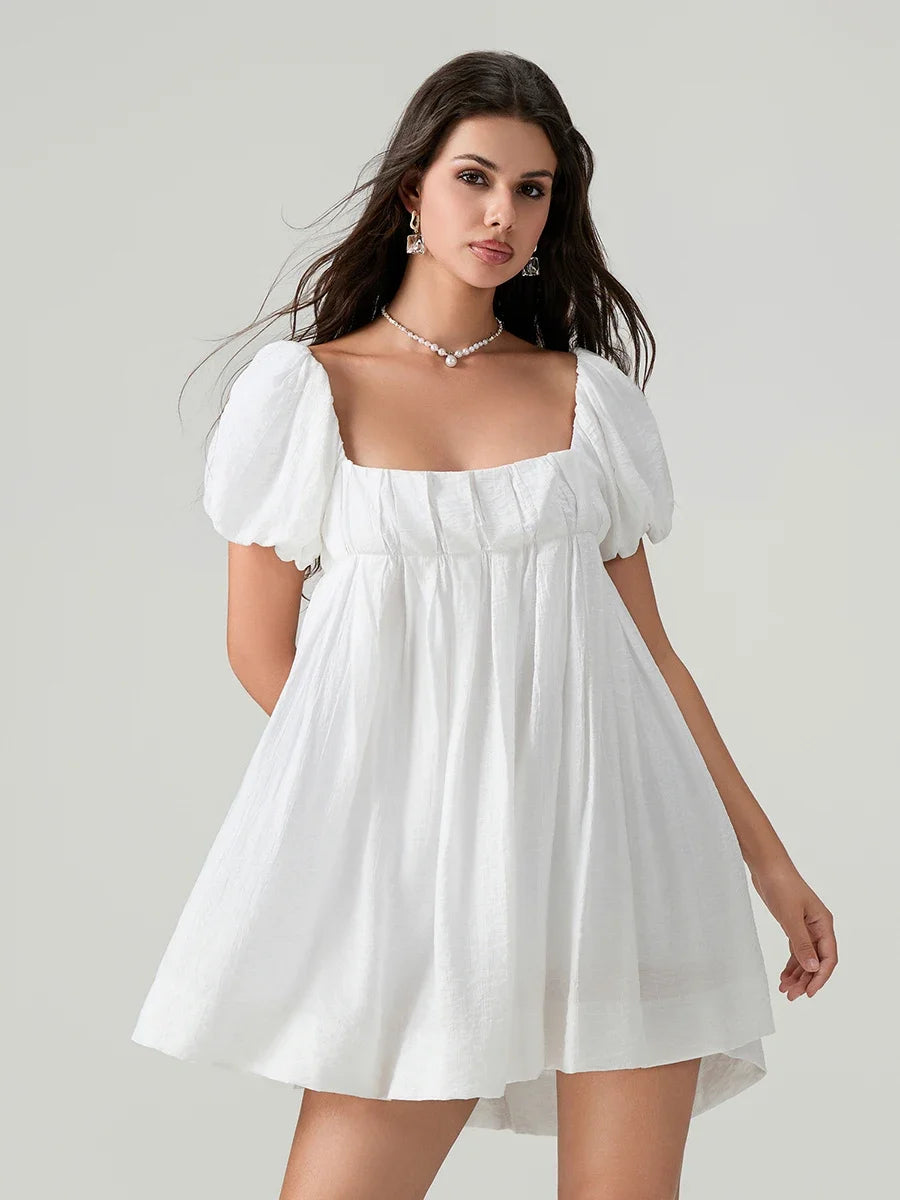 Square Neck Babydoll Dress Women Summer
