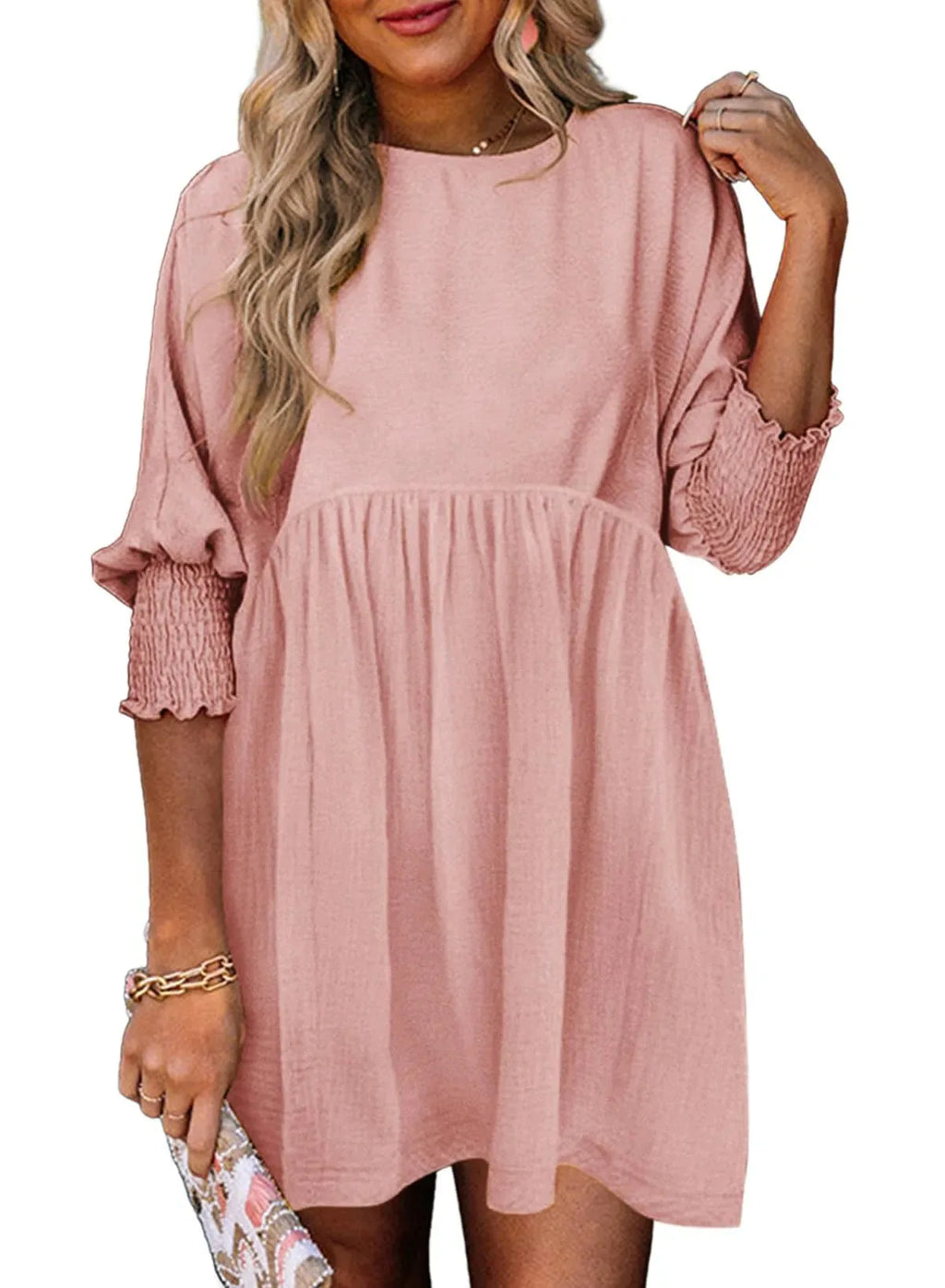 Casual Elastic Waist Midi Dress Women