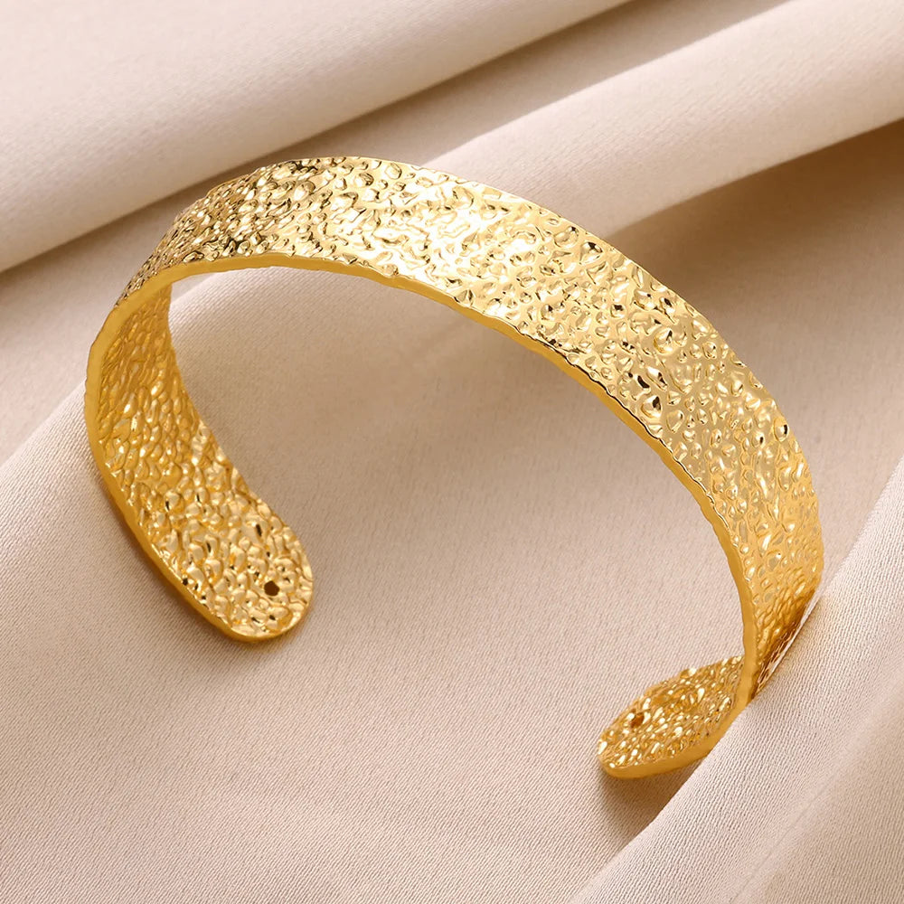 Luxury Gold Stainless Steel Wide Bangle