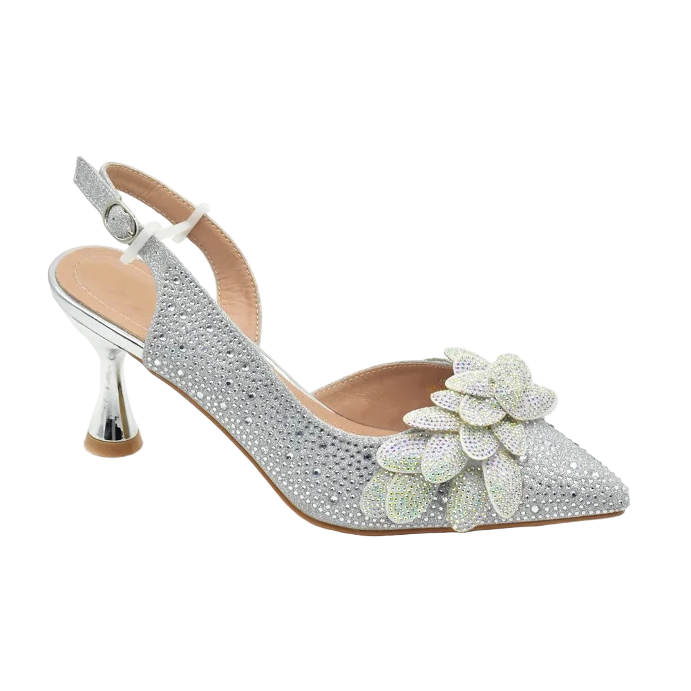 Rhinestone Heeled Sandals for Women