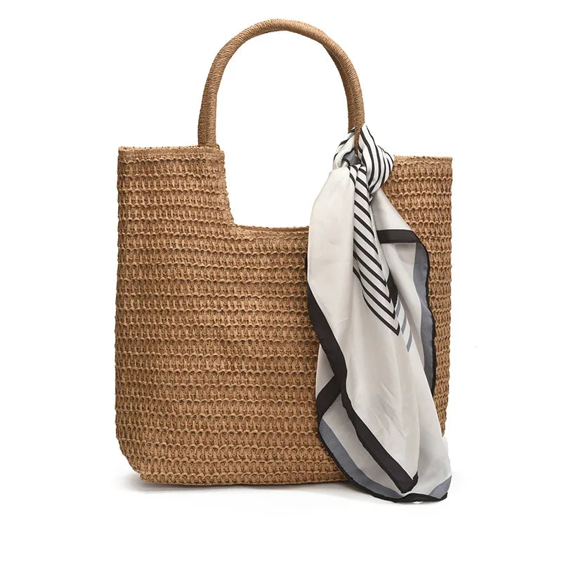 Bolsa de Palha com Lenço Decorativo