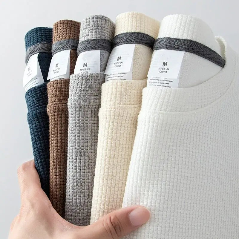 Camiseta Waffle Unissex – Estilo Japonês Casual para o Verão