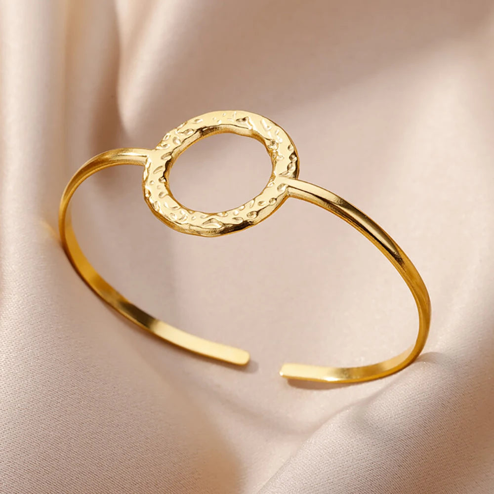 Luxury Gold Stainless Steel Wide Bangle