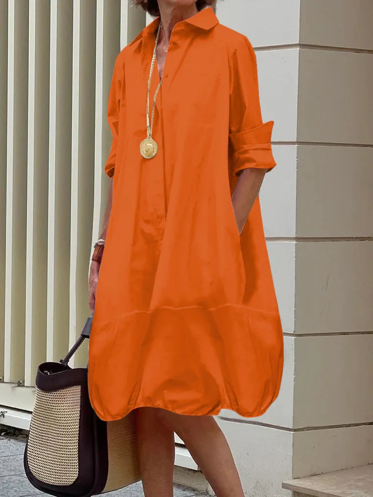 Spring Midi Shirt Dress for Women