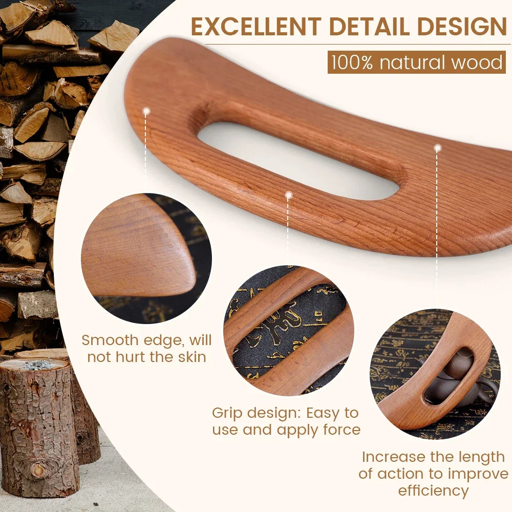 Wooden Gua Sha Massage Stick for Lymphatic Drainage & Relaxation
