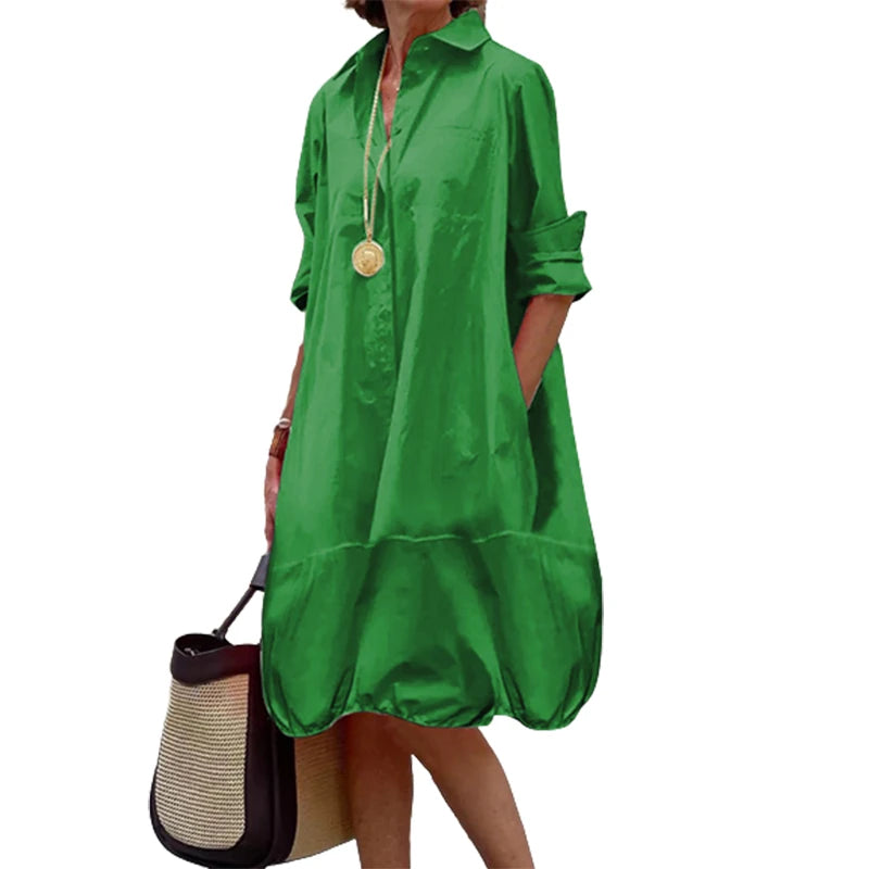 Spring Midi Shirt Dress for Women