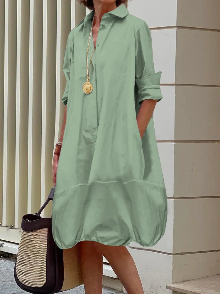 Spring Midi Shirt Dress for Women
