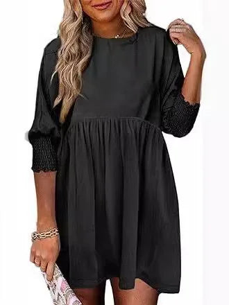 Casual Elastic Waist Midi Dress Women