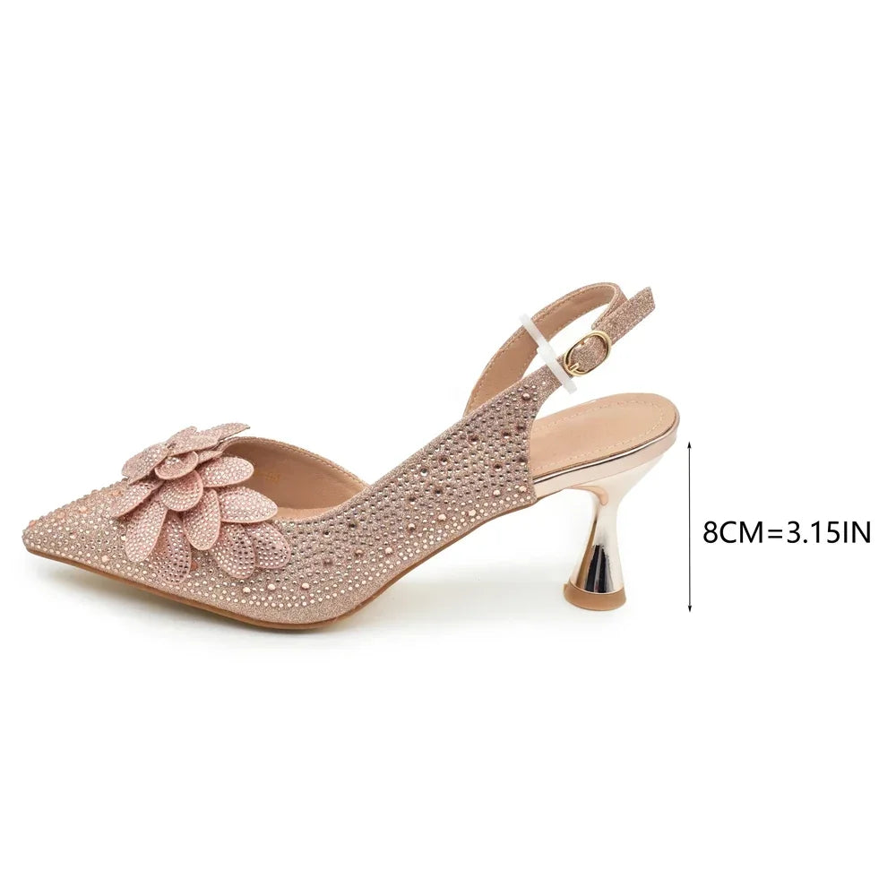 Rhinestone Heeled Sandals for Women