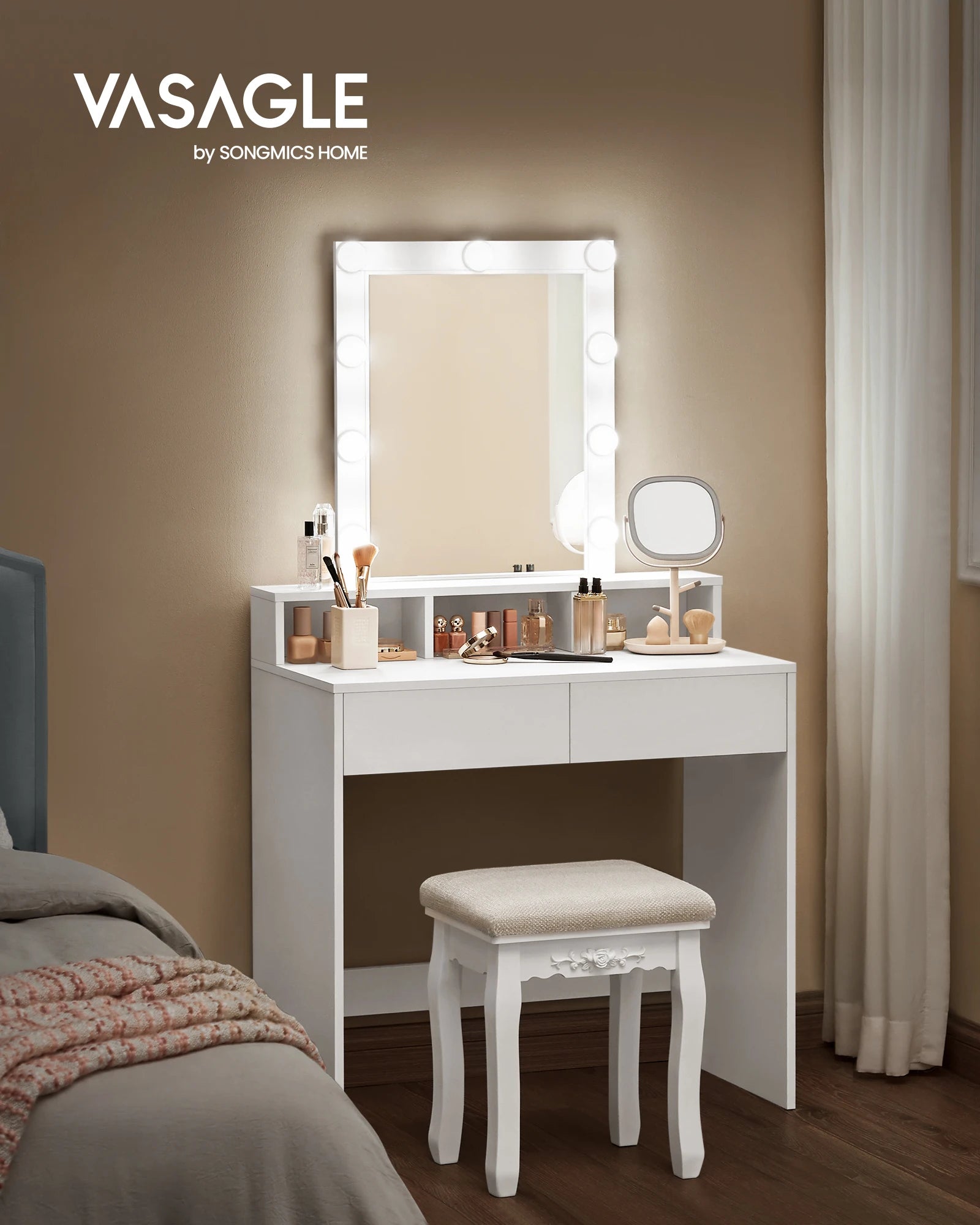 Penteadeira Elegance com Espelho Iluminado e LED Ajustável