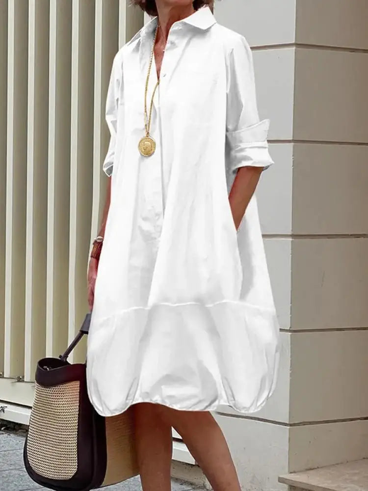 Spring Midi Shirt Dress for Women
