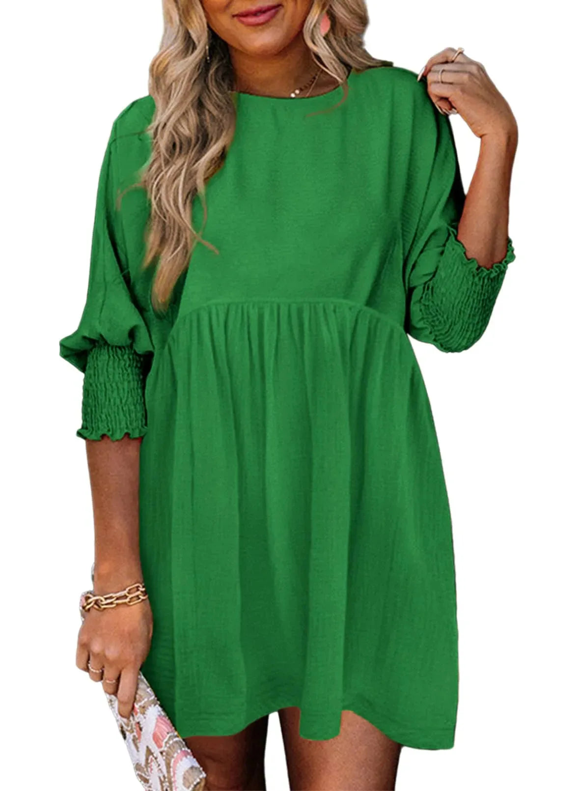 Casual Elastic Waist Midi Dress Women